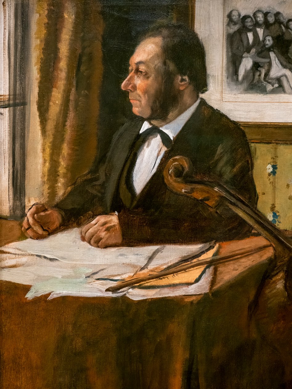 Violoncellista Louis-Marie Pilet (detail). Kolem 1868-1869. Olej na plátně. od Edgar Degas