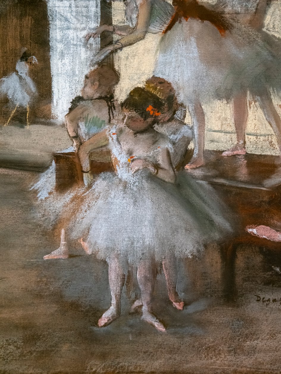 Taneční lekce (detail). Kolem 1876. Pastel na papíře nalepeném na kartonu. od Edgar Degas
