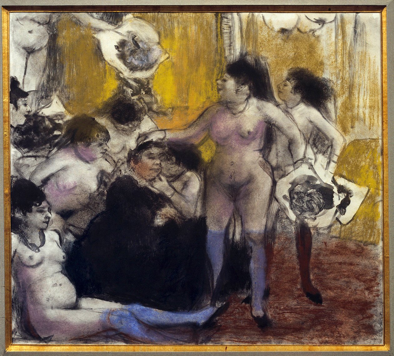 Párty patrona Maisona se uzavřela během večírku na počest proxenete. Obraz Edgara Degase od Edgar Degas