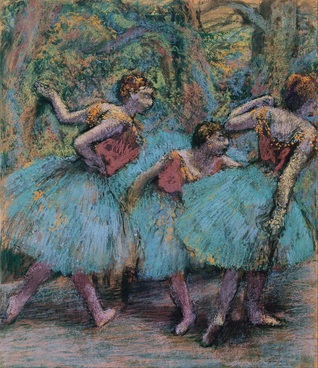 Tři tanečnice (modré baletní sukýnky, červené živůtky) od Edgar Degas