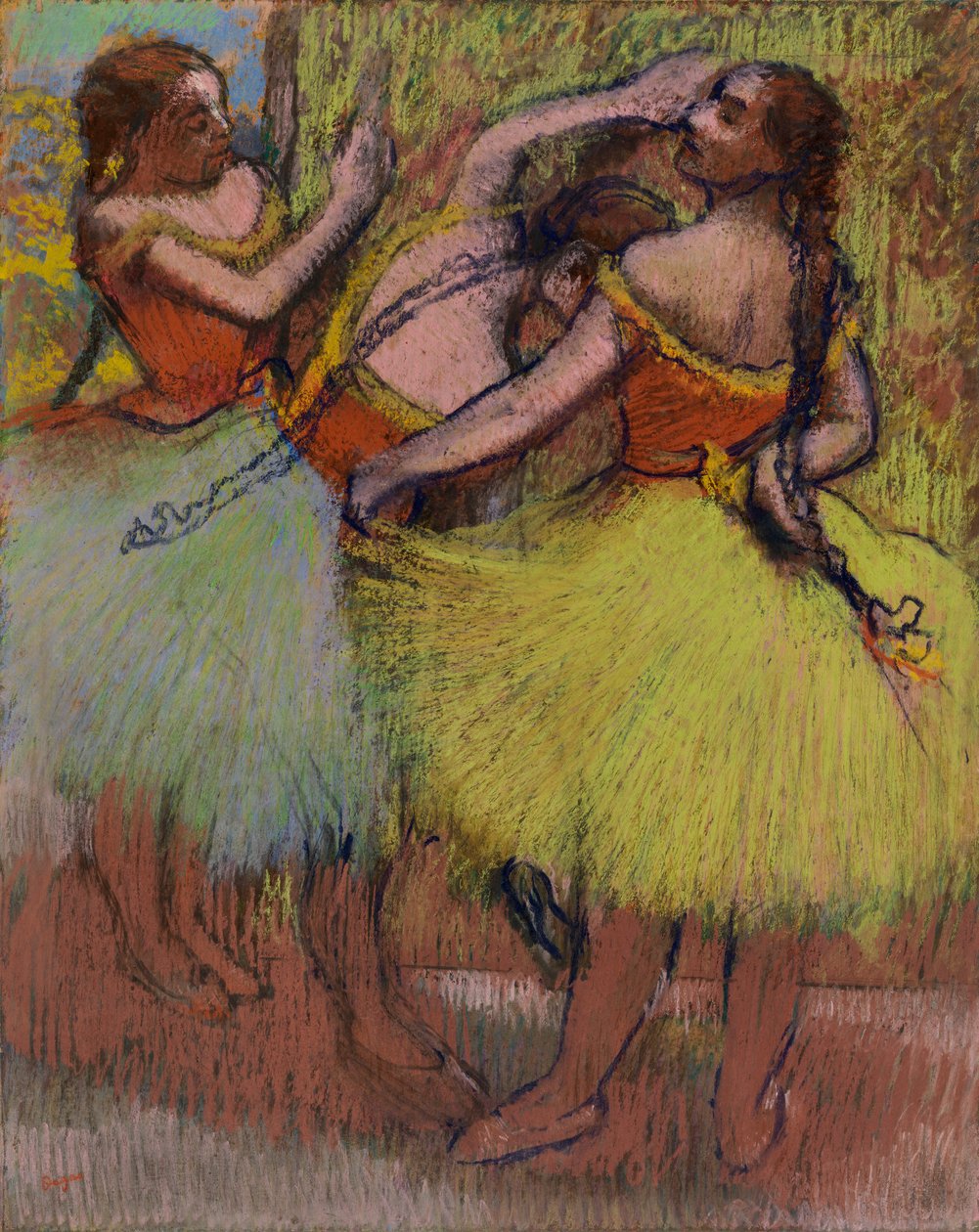 Tři tanečnice s vlasy v copáncích od Edgar Degas