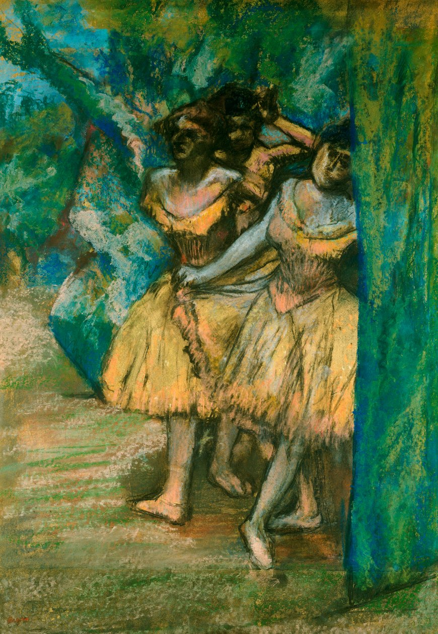 Tři tanečníci s pozadím stromů a skal, 1904-06 od Edgar Degas
