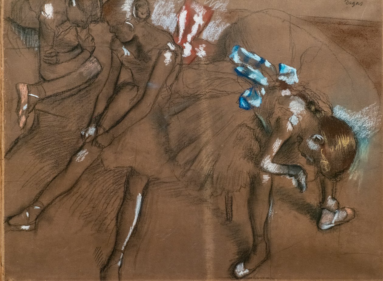 Tři tanečníci. Kolem 1880. Uhel a pastel na papíře od Edgar Degas