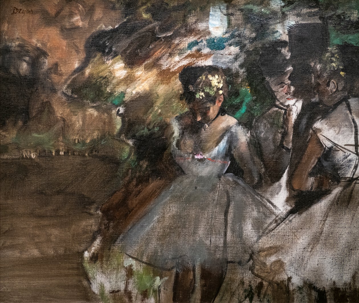 Tři tanečníci v zákulisí. 1880-1885. Olej na plátně. od Edgar Degas