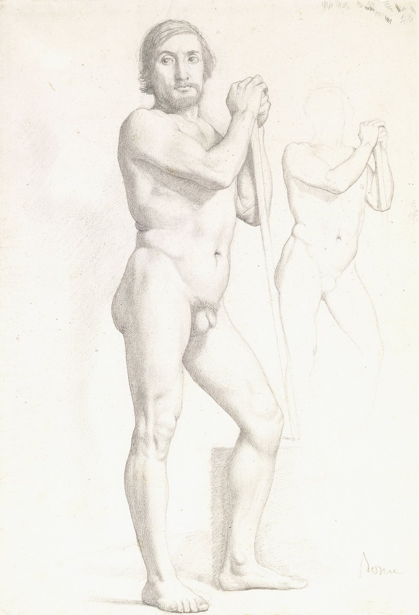 Dvě akademické studie člověka, c.1856 od Edgar Degas