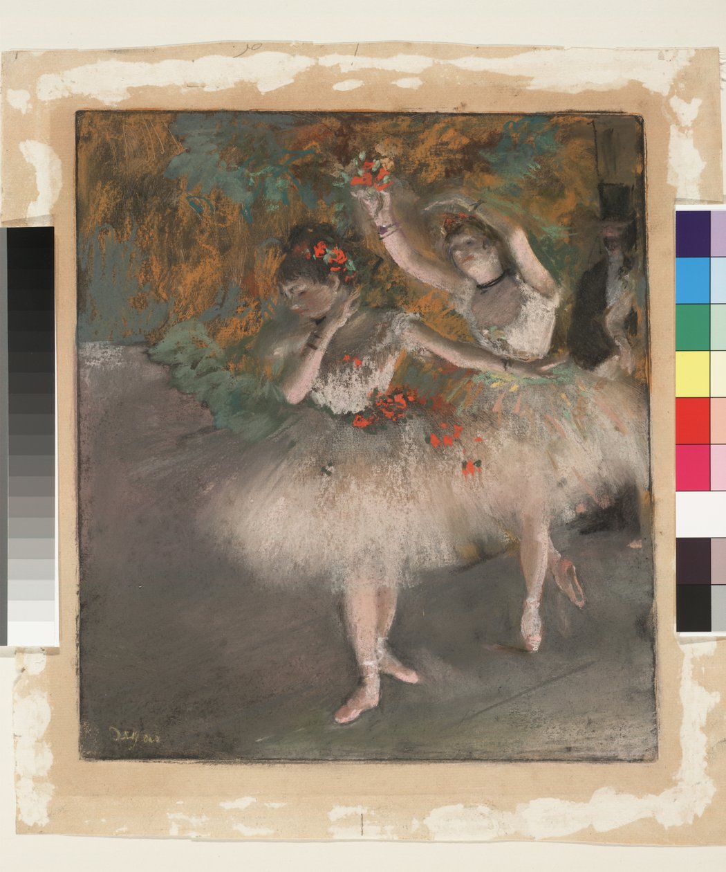 Dva tanečníci vstupují na scénu, kolem 1877-78 (pastel přes monotyp na papíře) od Edgar Degas