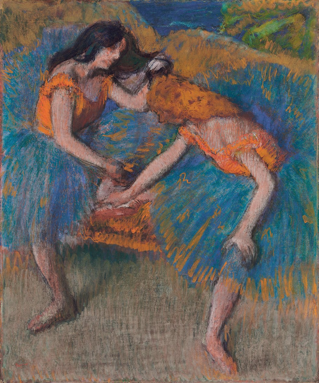 Dva tanečníci se žlutými živůtkami, kolem roku 1902 od Edgar Degas