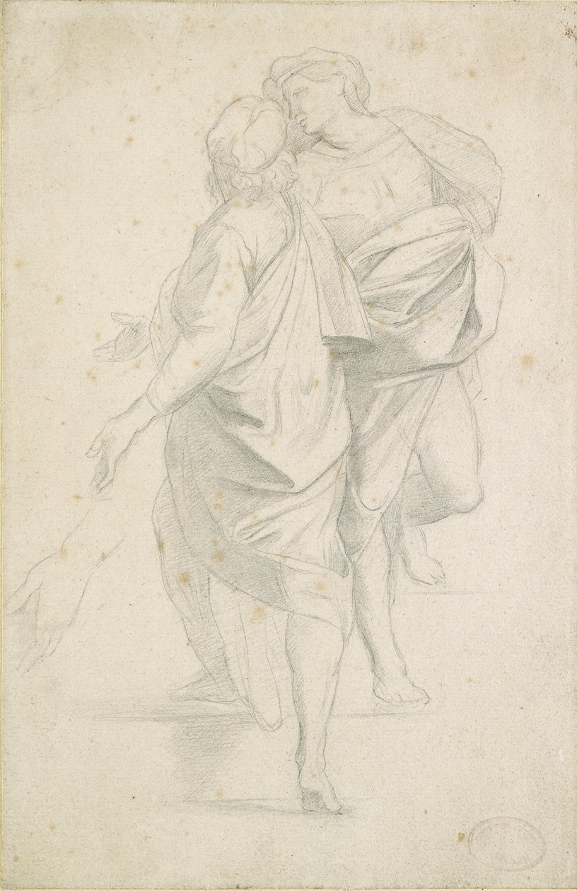 Dvě postavy stojící na Letu kroků, po Raphaelovi, c1853-54 od Edgar Degas