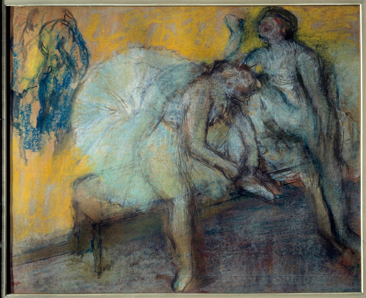 Dva tanečníci v klidu Pastel a uhel na semišovém papíře od Edgara Degase (1834-1917). 1910-1912 Rozm. 0,78x0,96 m Paříž, Musee d