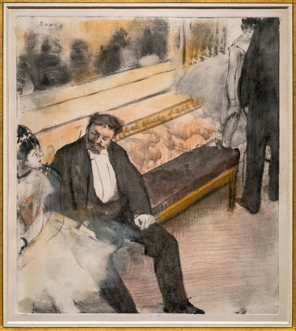 Dva muži a dva tanečníci. Kolem 1876-1877. Pastel na monotypu. od Edgar Degas