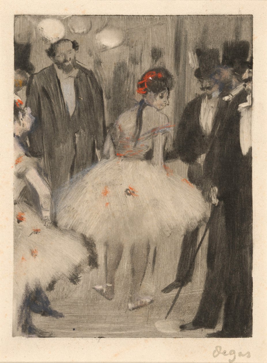 Virginie je obdivována, zatímco markýz Cavalcanti ji pozoruje od Edgar Degas