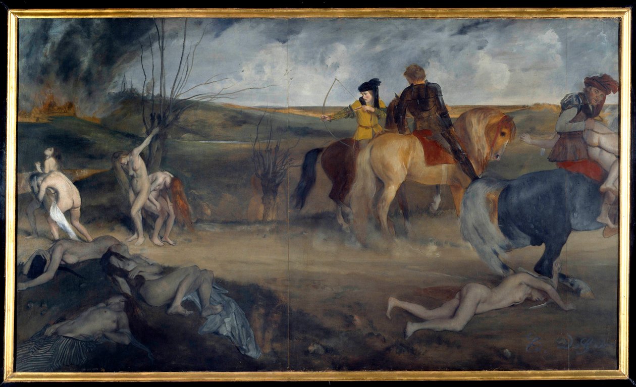 Válečná scéna ve středověku Malba Edgara Degase (1834-1917) 1861 Sun. 0,85x1,47 m Paříž, musee d