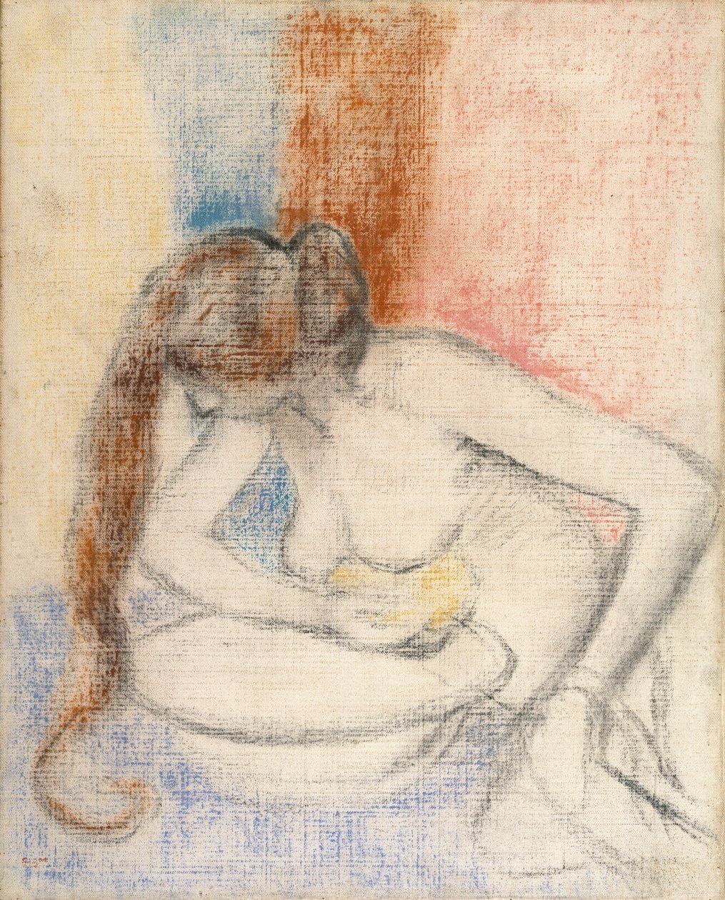 Koupání ženy, kolem roku 1897 (pastel na plátně opatřeném základním nátěrem) od Edgar Degas