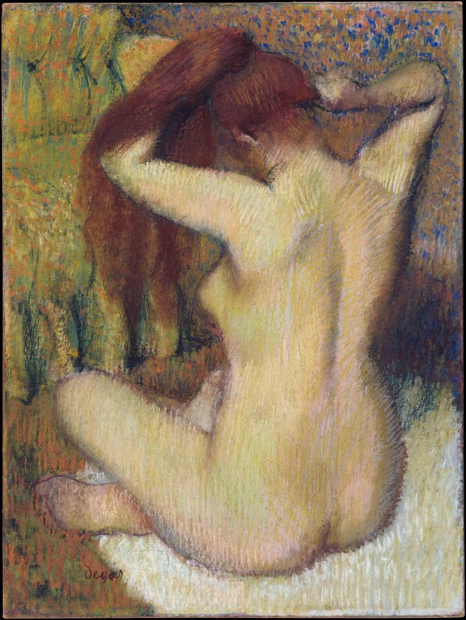 Žena češící si vlasy od Edgar Degas