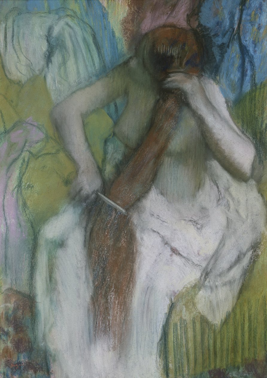 Žena si česá vlasy od Edgar Degas