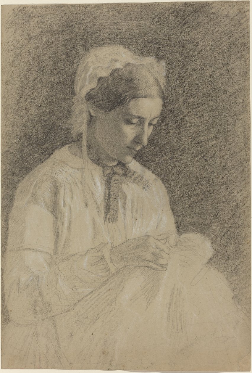 Dámské vyšívání, 1855-1860 od Edgar Degas