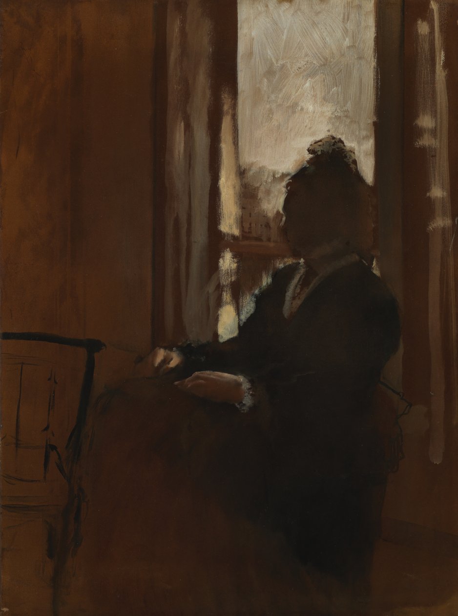 Žena u okna, kolem roku 1871-2 (olej na papíře na plátně) od Edgar Degas