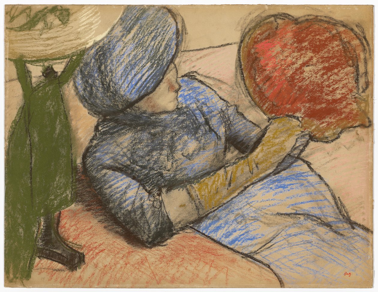 Žena držící v ruce klobouk, kolem roku 1885 od Edgar Degas