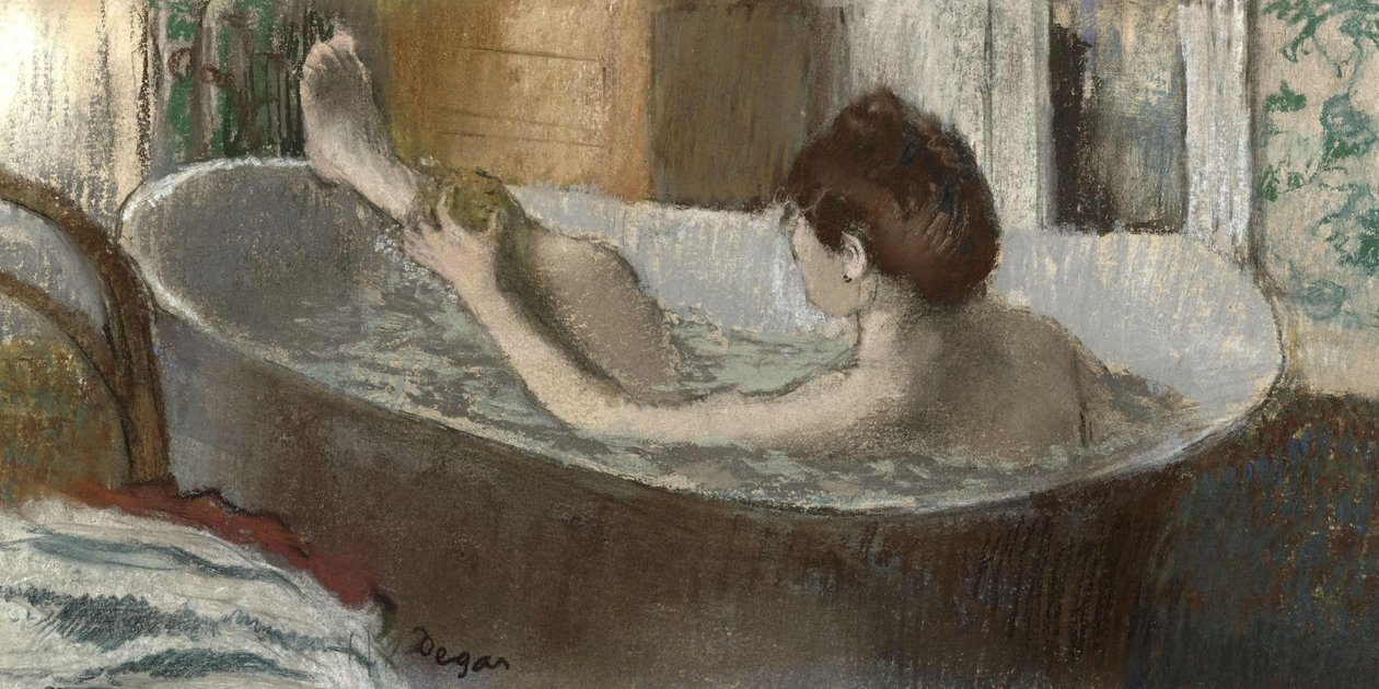 Žena ve vaně, houba po noze, 1883-1884 od Edgar Degas