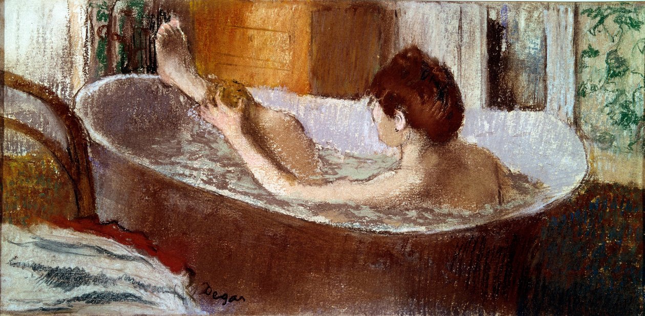 Žena ve vaně houbou na noze Pastel od Edgara Degase (1834-1917) 1883 Sun. 0,19x0,41 m Paříž, musee d