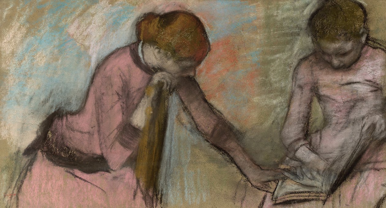 Mladé dívky při pohledu na album; Mladé dívky při pohledu na album, c.1884 od Edgar Degas