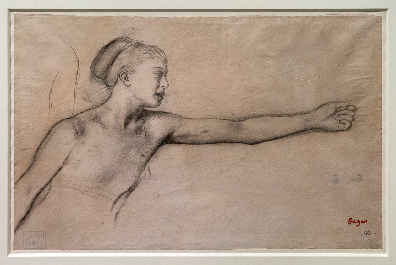 Young Spartan girl (studie pro „Little Spartan girls provoking boys“). Kolem 1860-1862. Černá tužka, grafit, mísí se na pauzovacím papíře. od Edgar Degas