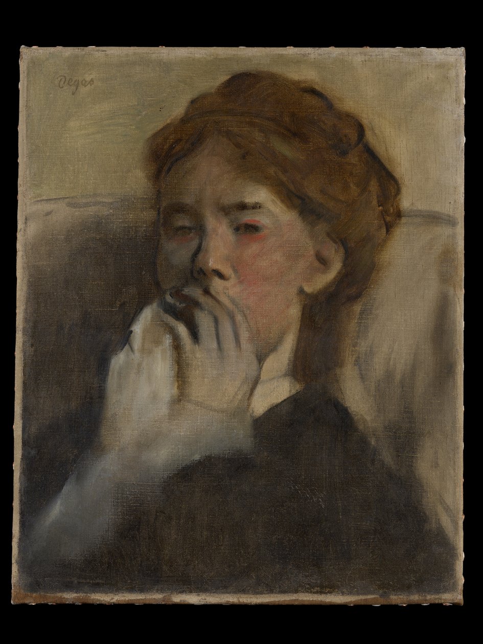 Mladá žena s rukou přes ústa od Edgar Degas