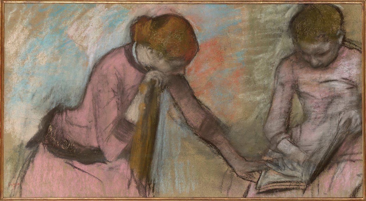 Mladé dívky při pohledu na album, kolem roku 1884 (pastel na papíře položeném na kartě) od Edgar Degas