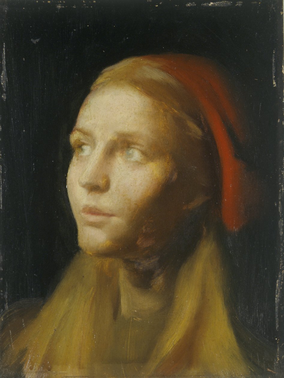 Studie dívčí hlavy (olej na plátně) od Edgar Herbert Thomas