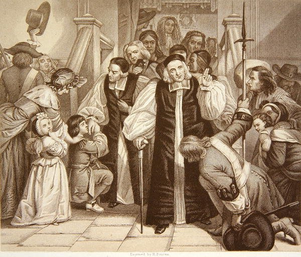 Propuštění sedmi biskupů po jejich soudu ve Westminster Hall, 29. června 1688, vyryto H.Bournem (rytina) od Edgar Melville (after) Ward