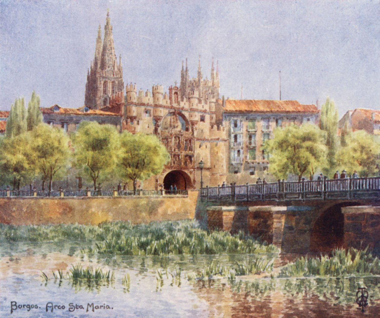 Severní Španělsko: Burgos, Arco Sta Maria (barevné lito) od Edgar T. A. Wigram