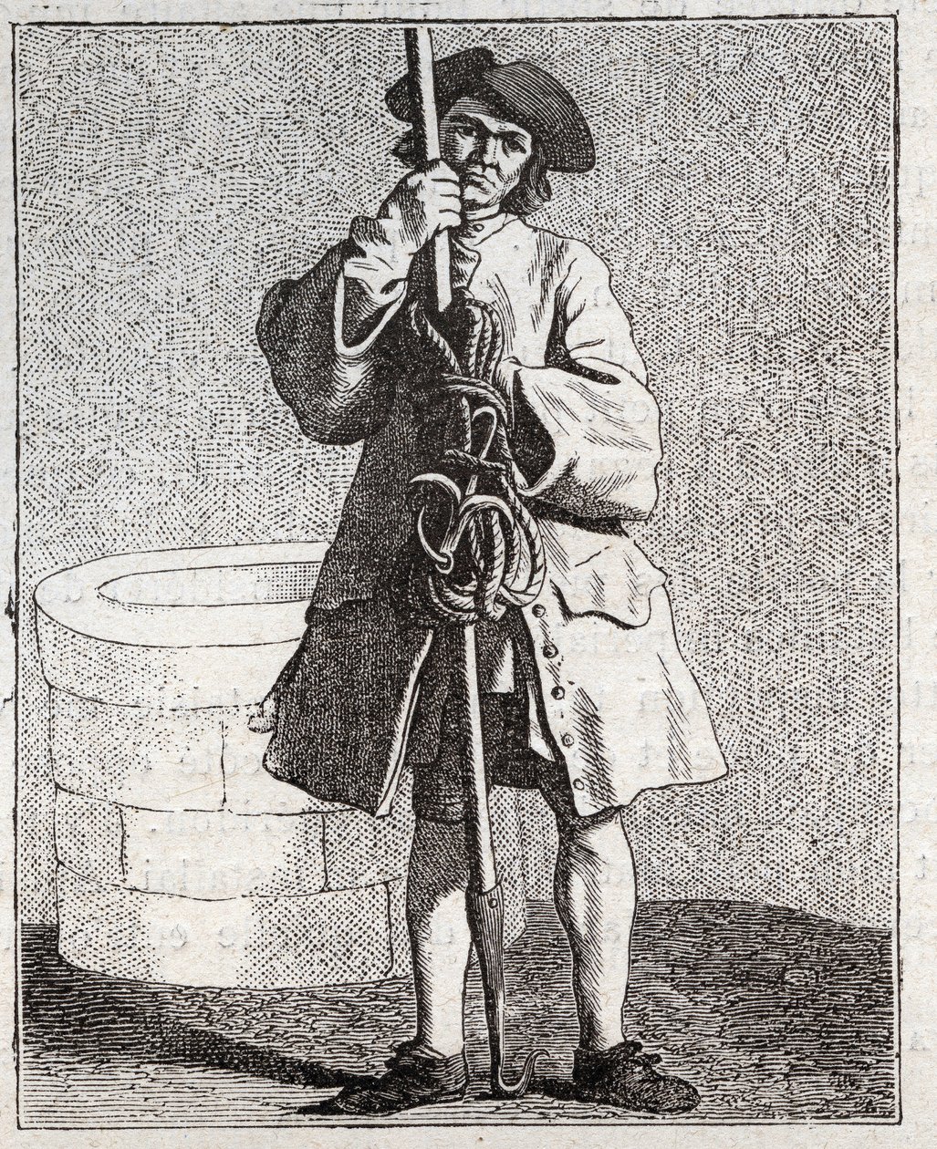 Čistič studní - Pepetit metier de Paris (Studie provedené v nižších lidech neboli Cris of Paris) - rytina Edma Bouchardona (1698-1762) od Edmé Bouchardon