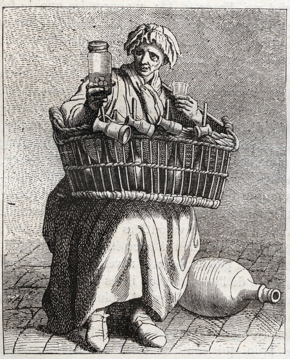 Obchodník s koňakem - Pepetit metier de Paris (Studie provedené v nižších lidech neboli Cris of Paris) - rytina Edma Bouchardona (1698-1762) od Edmé Bouchardon
