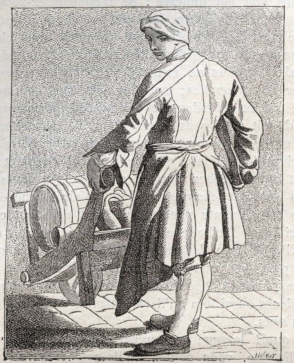 Obchodník s octem - Pepetit metier de Paris (Studie provedené v Nižších lidech neboli Cris of Paris) - rytina Edma Bouchardona (1698-1762) od Edmé Bouchardon