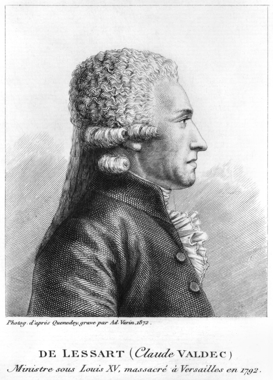Portrét Clauda Valdeca de Lessarta (1741-92) vyrytý Ad. Varín, 1872 (bw) od Edme Quenedey