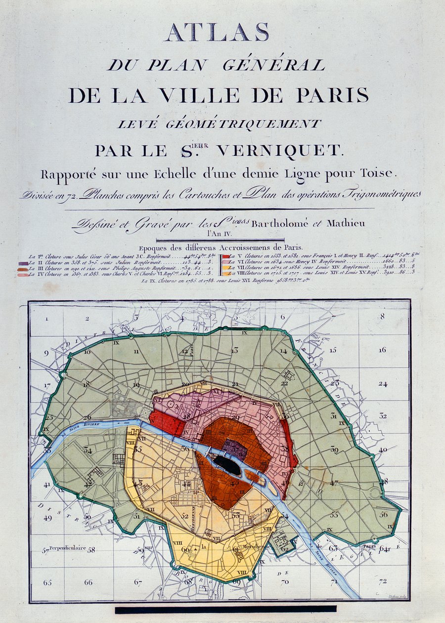 Atlas generálního plánu města Paříže, 1796 od Edme Verniquet