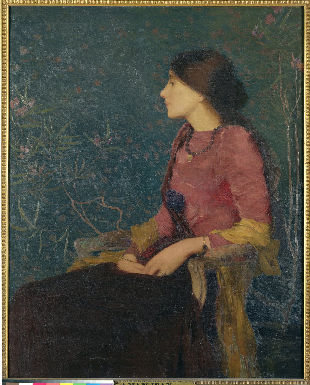 Sedící portrét Thadee-Caroline Jacquet, později Madame Aman-Jean, před rokem 1892 od Edmond François Aman Jean