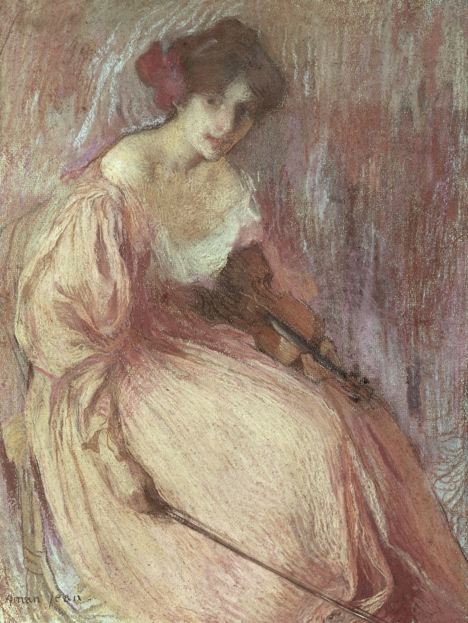 Mladý houslista (pastel na papíře) od Edmond François Aman Jean