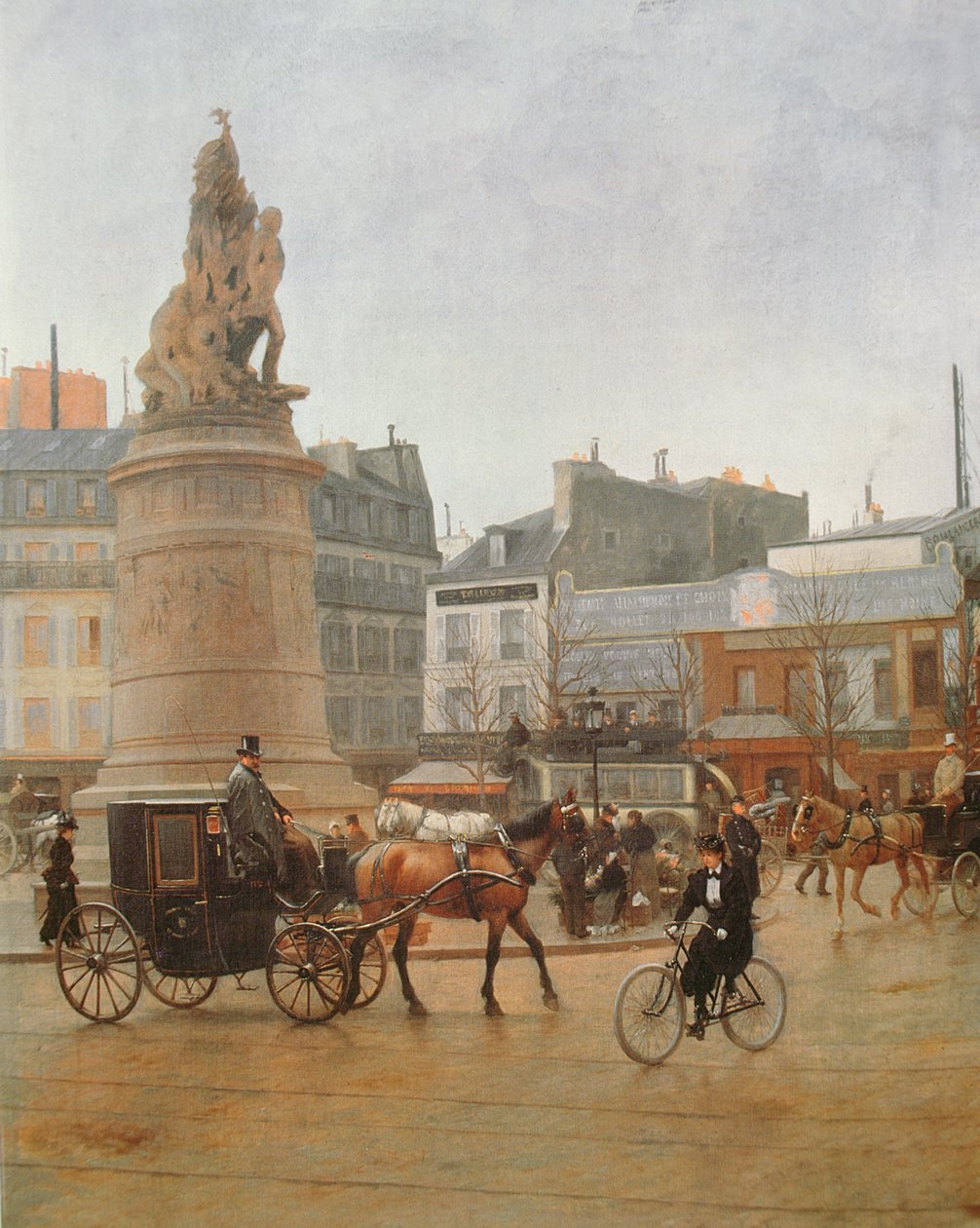 La Place Clichy, Paříž, 1896 detail olej na plátně z roku 27890 od Edmond Georges Grandjean