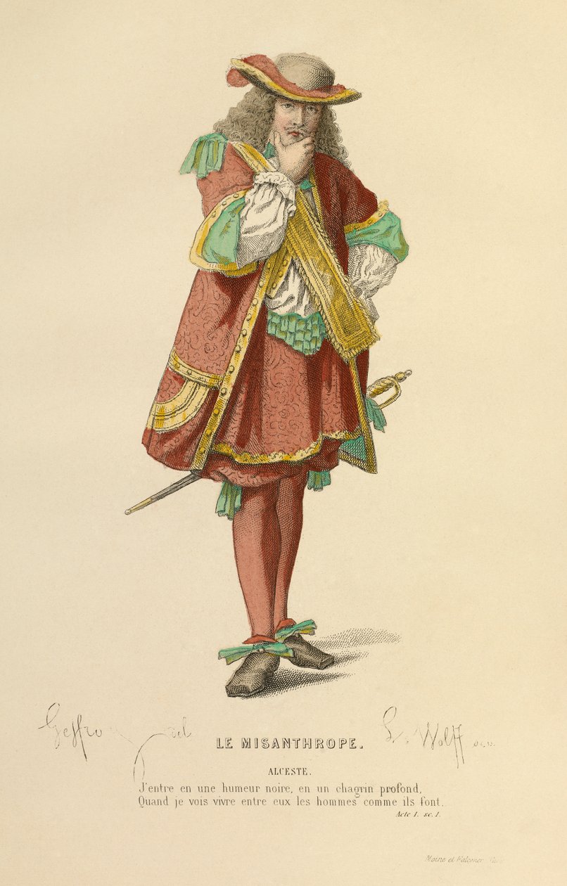 Kostým pro roli Alcesta, asi 1868 (rytina) od Edmond Aime Florentin Geffroy