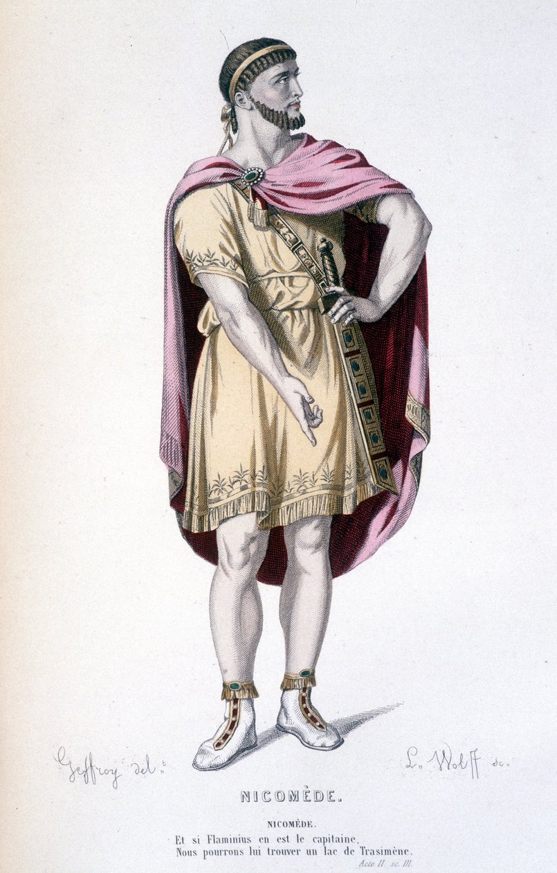 Postava Nicomedes v tragédii Nicomede - Full Theatre: (Sbírka her Corneille) kresba Geffroy, rytina L. Wolff - ed. Laplace, Sanchez et Cie, Paříž 1884 od Edmond Aime Florentin Geffroy