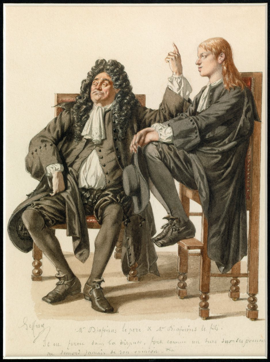 Portrét Monsieur Diafoirus pere et fils, cca 1870 (akvarel) od Edmond Aime Florentin Geffroy