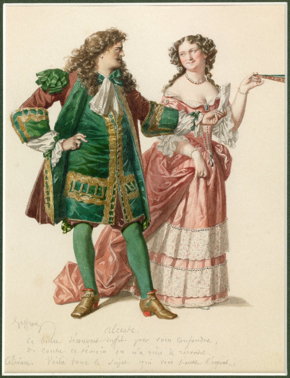 Portrét Alcesta a Celimene, asi 1870 (akvarel) od Edmond Aime Florentin Geffroy