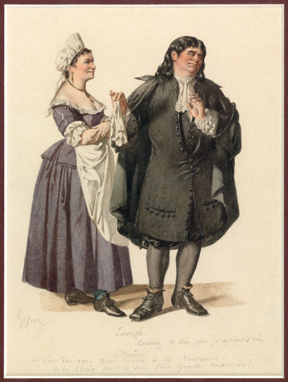 Portrét Doriny a Tartuffa, asi 1870 (akvarel) od Edmond Aime Florentin Geffroy