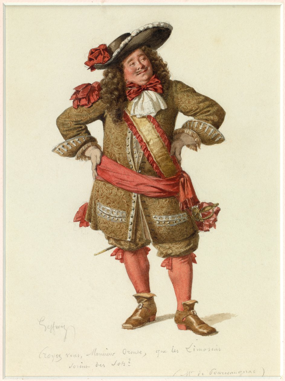 Portrét pana de Pourceaugnac, asi 1870 (akvarel) od Edmond Aime Florentin Geffroy
