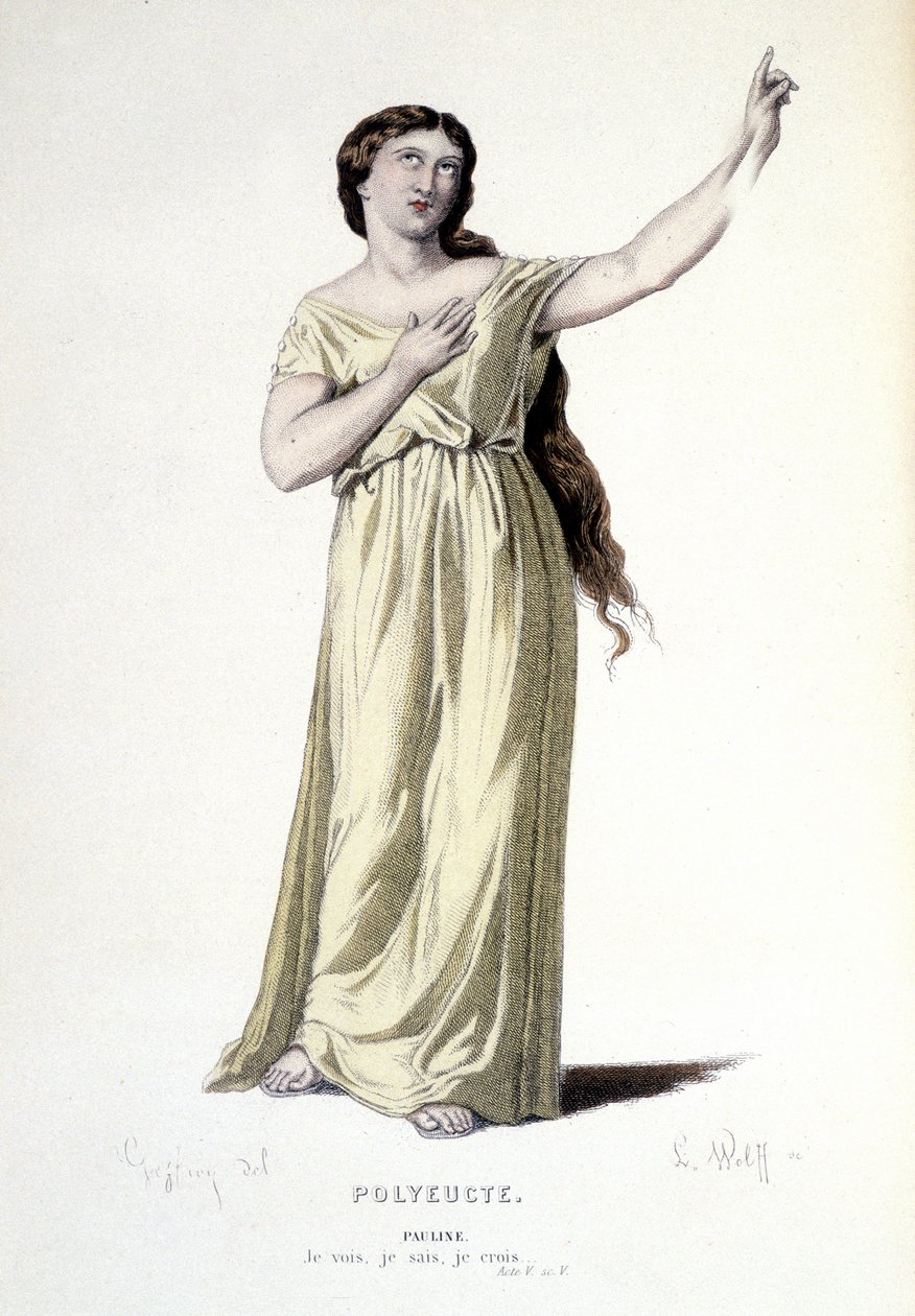 Postava Pauline v tragédii Polyeucte martyr - Full Theatre: (Sbírka her Corneille) kresba Geffroy, rytina L. Wolff - ed. Laplace, Sanchez et Cie, Paříž 1884 od Edmond Aime Florentin Geffroy