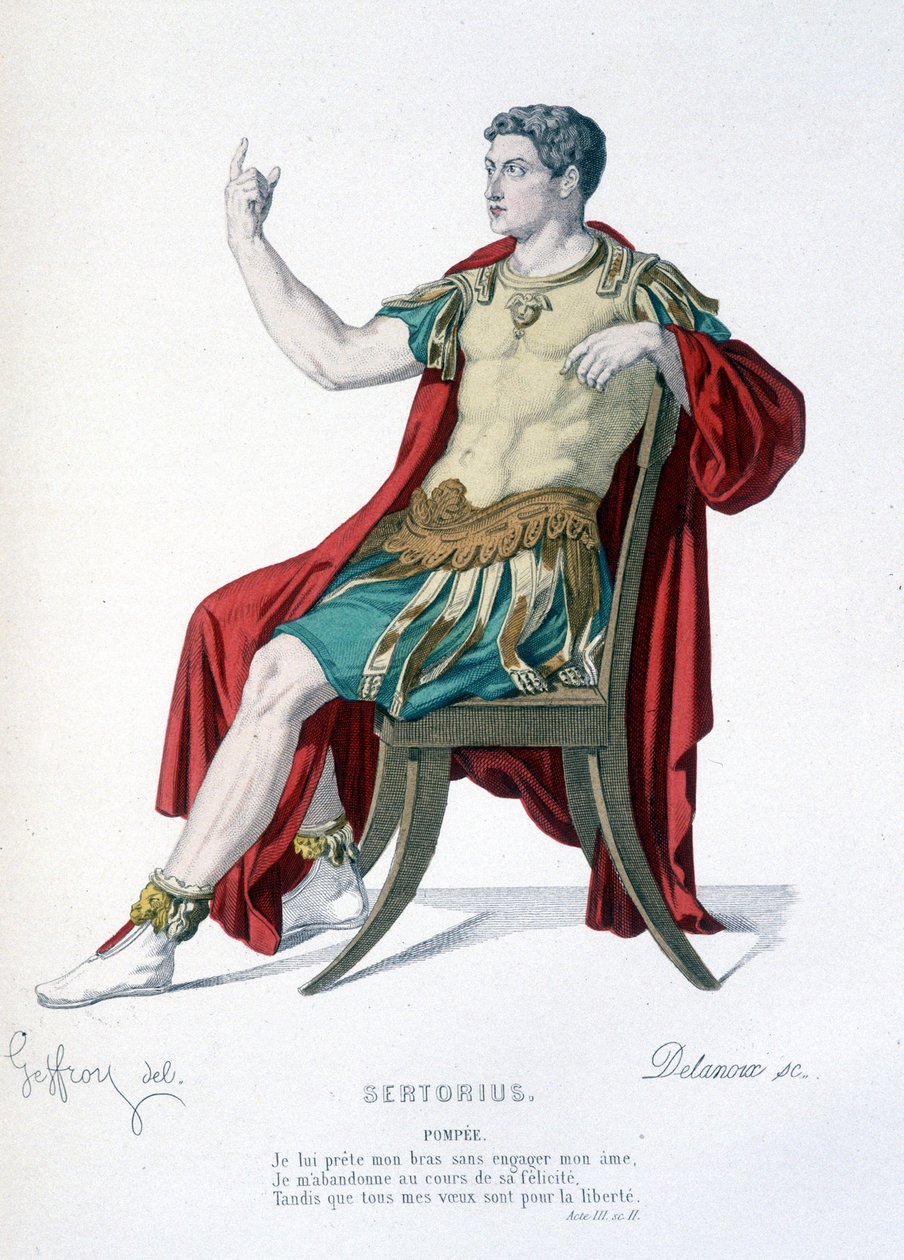 Postava Pompee v divadelním díle Sertorius - Full Theatre: (Sbírka her Corneille) kresba Geffroy, rytina Delanoux - ed. Laplace, Sanchez et Cie, Paříž 1884 od Edmond Aime Florentin Geffroy