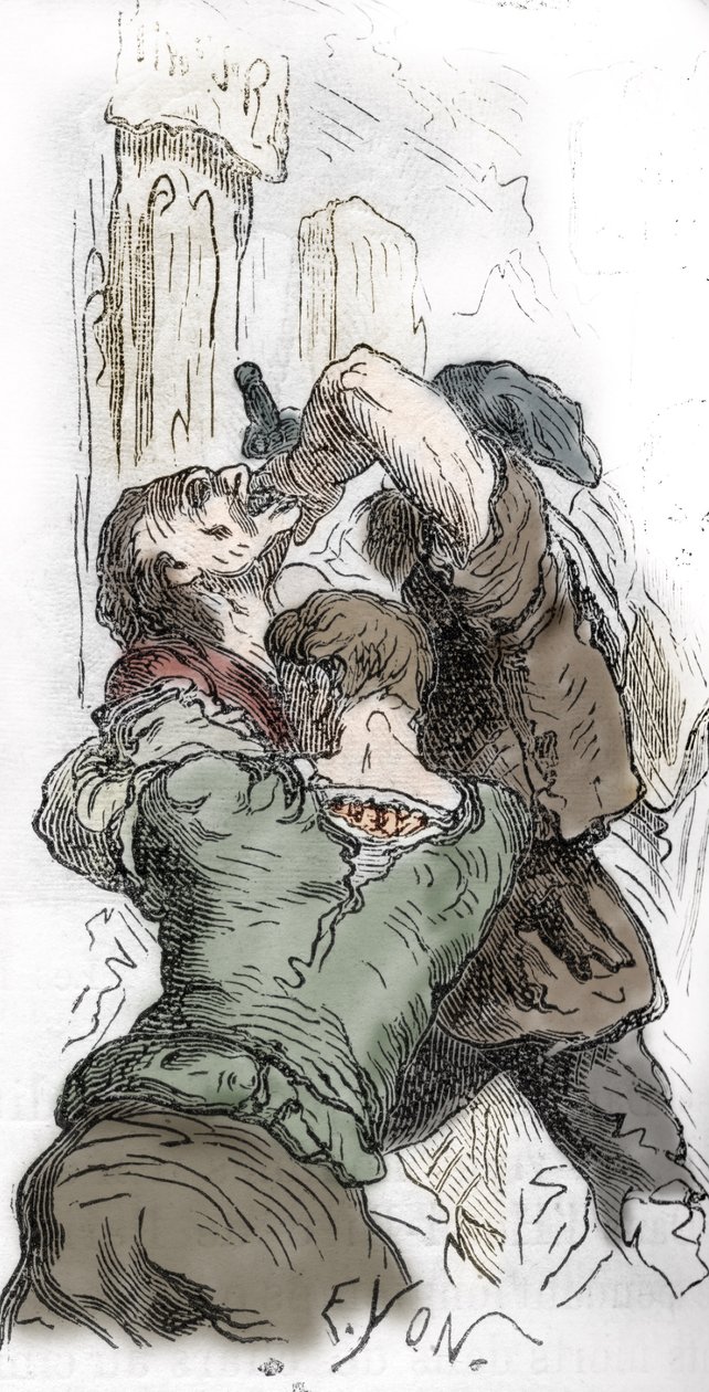 Černá smrt: zabíjení Židů, 1348, ilustrace z „Histoire-populaire-de-France“ od Charlese Lahure, 1866 od Edmond Charles Yon