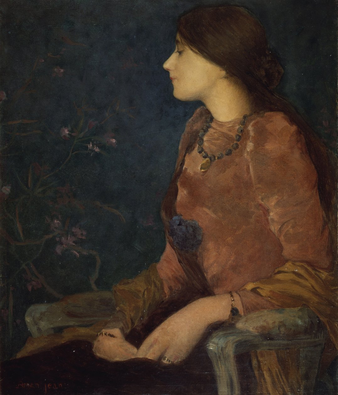 Zamyšlená dáma, sedící (olej na plátně) od Edmond François Aman Jean