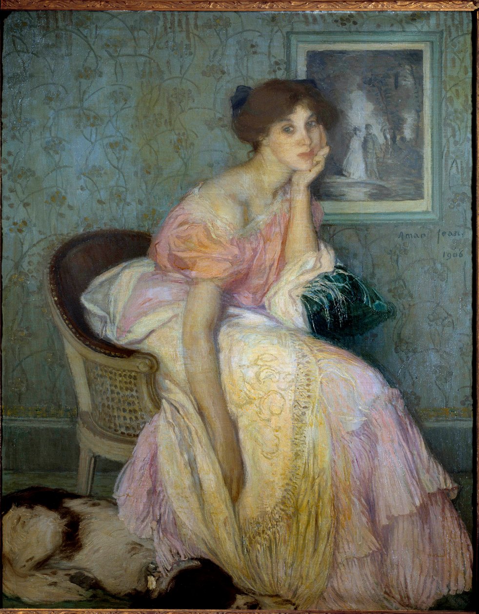 Portrét slečny Elly Carmichael, vychovatelky dětí od umělce Malba Edmonda Francoise Aman Jean (Aman-Jean, Amand Jean, Aman-Jean od Edmond François Aman Jean